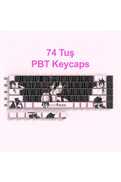 silabor 74 Tuş Orijinal Yan Baskılı Yarı Saydam PBT Süblimasyon Mekanik Klavy...