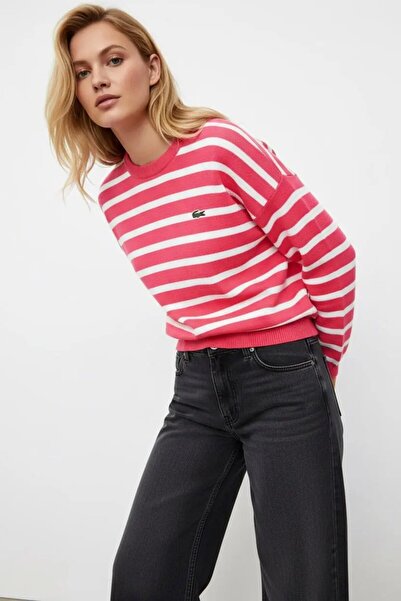 Park Karon Women's Crew Neck Striped 100% Cotton Knitwear Sweater 10273.Ctn