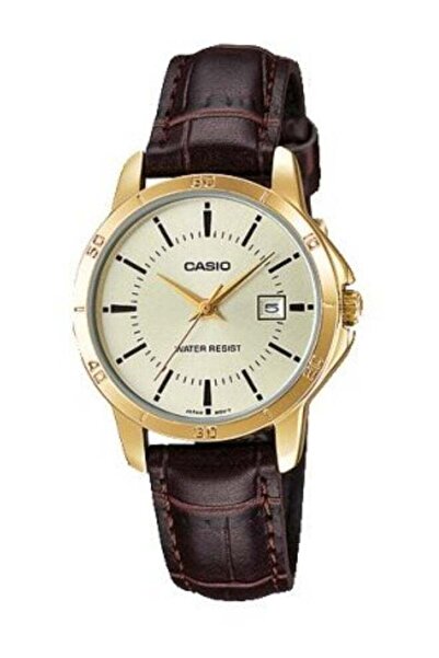 Casio Women's Water Resistant Leather Analog Watch-LTP-V004GL-9AUDF - 35 mm -...