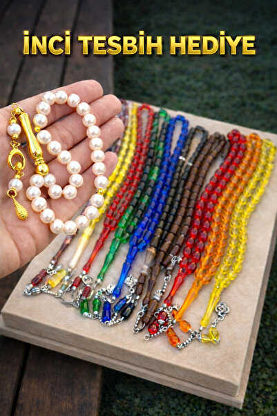 Eflatun Collection 10+1 Toz Kehribar Kaliteli Tesbih Seti İnci Tesbih Hediyeli