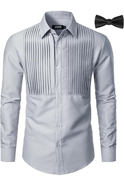 Other Cămașă Bărbătească Elegantă - Mânecă Lungă, Croială Regular, Papion Inc...