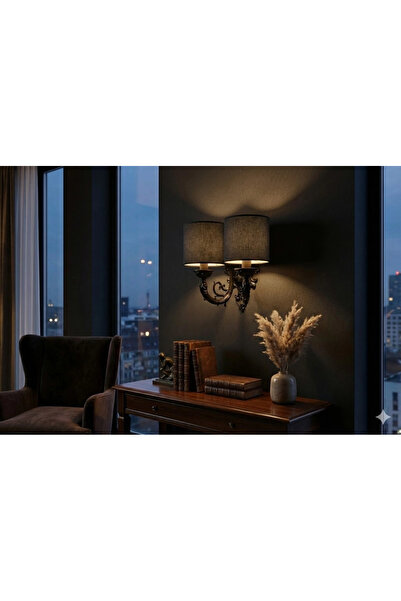 MASSARELLI شمعدان حائط مزدوج بتصميم هاكيت هيرتلي باللون الأسود-أنثراسيت