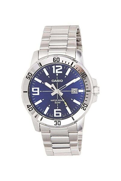 Casio Men's Water Resistant Analog Watch MTP-VD01D-2B - 45 mm - Silver