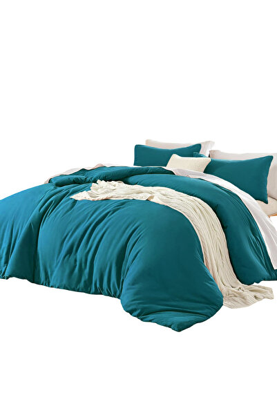 Other Luofanfei Duvet Cover Set Set - Washed Cotton Linen Effect, Blue - Duve...