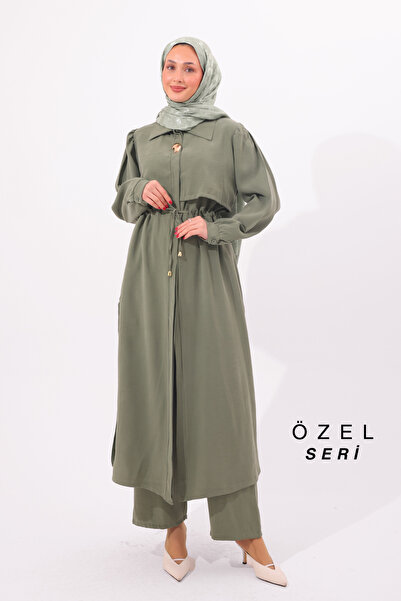 Mogi Butik Cape Detailed, Laced Waist, Long Tunic, Hijab Set 3164 – Special S...