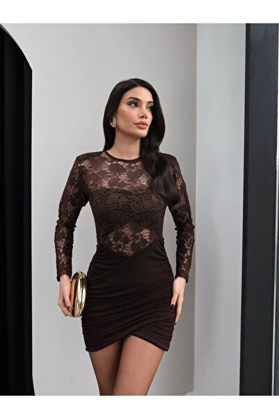 ESRAHELVACI Lace Draped Padded Mini Dress