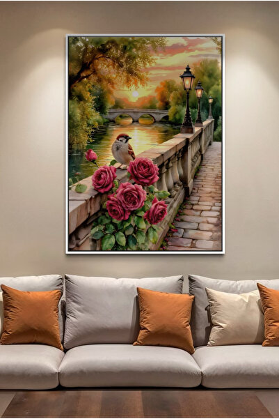 ARTAN GALLERY Gün Batımı Gül Manzarası İtalyan Kadife Tablo 40 mm Kalın Çerçe...