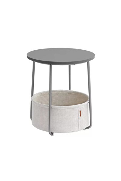 VASAGLE coffee table, chipboard/steel/textile, cement grey/white, 45 x 50 cm