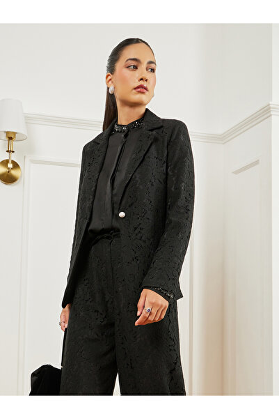 Styli Black Regular Fit Regular Length Lace Blazer