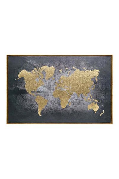 Generic إطار قماشي جداري مزخرف سهل التعليق، رمادي وذهبي، 58 × 88 سم