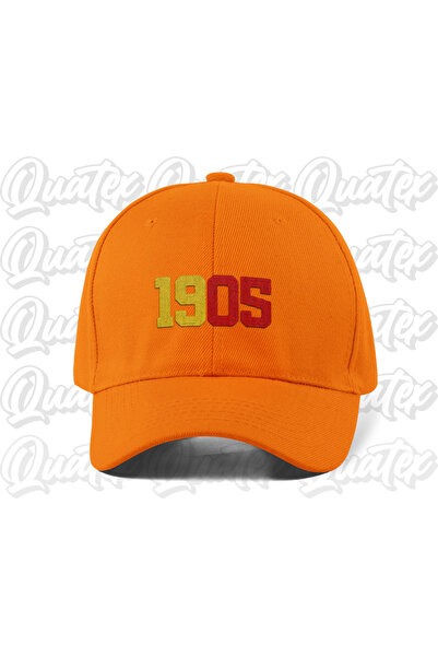 QUATEX 1905 Yellow Red Embroidered Hat - Orange Color 100% Cotton Gabardine U...