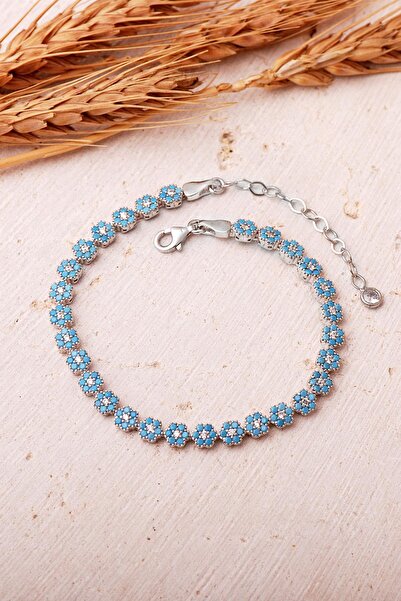 Sümer Telkari 2 Farklı Renk Seçenekli Çiçek Rodyumlu 925 Ayar Gümüş Bileklik ...