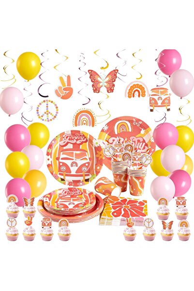 Other Boho Rainbow Birthday Decoration Set - Plates, Glasses, Balloons - 115 ...