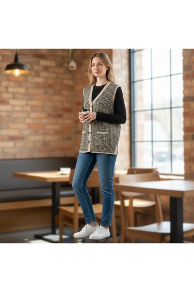 GÖMLEK GALERİSİ Authentic Patterned Regular Fit Standard Wool Women's Vest (3...