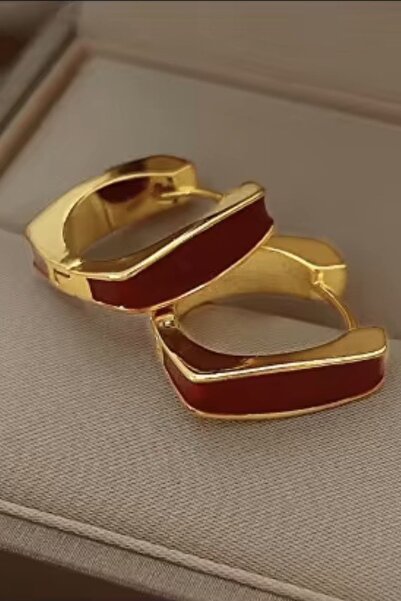 DEMOKAN Kadın Küpe 14k Gold Renkli Mineli Preminium Halka Küpe