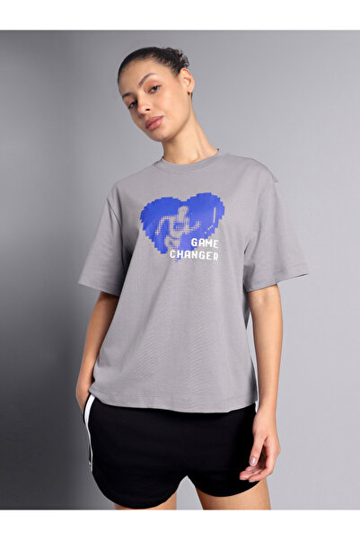 Cult By Styli Women Grey Graphic Relaxed Fit T-Shirt