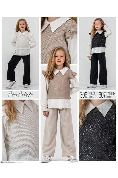 gültekin bebe Miss Melinda Kids Pullu Süveterli Kız 3 Lü Takım 9-12 Yaş - 307...