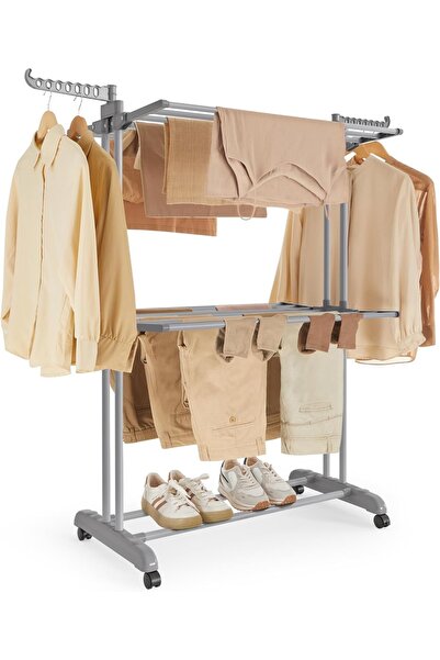 SONGMICS clothes dryer, foldable, plastic/stainless steel, gray, 76 x 49 x 14...