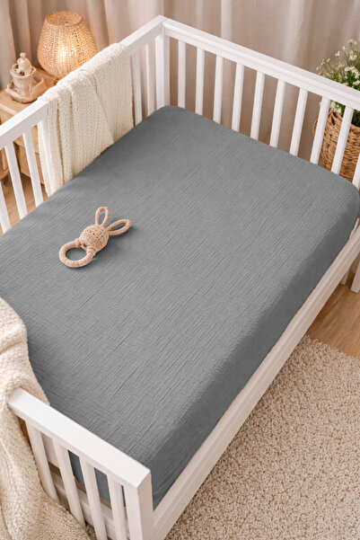 destinyhometex 100% Organic Cotton 2 Layer Muslin Elastic Baby Sheet 70X140 c...