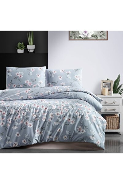 First Choice Ranforce Nevada Blue Cotton double bed linen with Printed