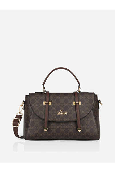 Lavie By Styli حقيبة يد أحادية اللون من خشب الزان ذات غطاء قلاب