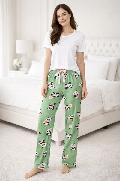 Remsa Mayo Women's Viscose Fabric Combed Cotton Single Pajama Bottom 23 Green