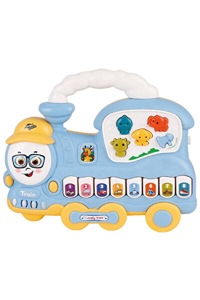 LİTTLE ANGELS لعبة قطار موسيقي للأطفال من ليتل أنجل مع أضواء وتعليم - أزرق/أحمر