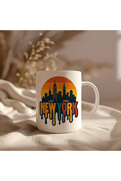 BB TRADE New York Designed White Ceramic Printed Mug 330ml