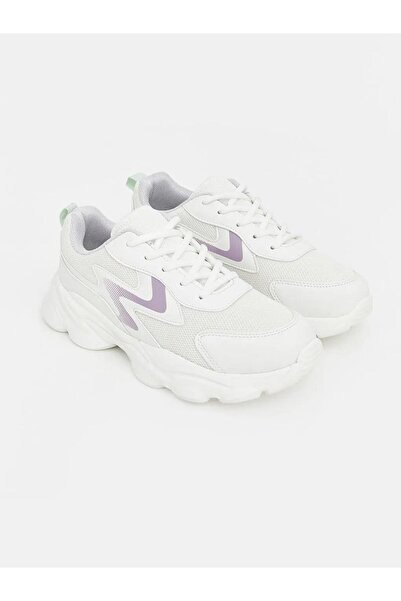 LC Waikiki حذاء رياضي للفتيات بتفاصيل شبكية بيضاء (S6)