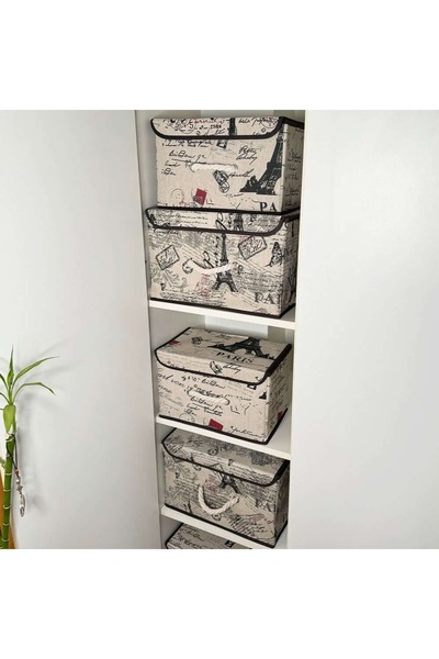 Thirty Three Design Set of 2 universal storage boxes, lid, foldable, Cotton a...