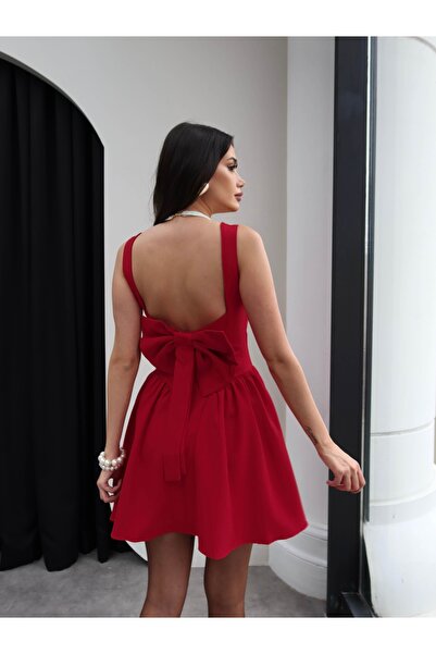 ESRAHELVACI Strappy Back Bow Detail Mini Dress