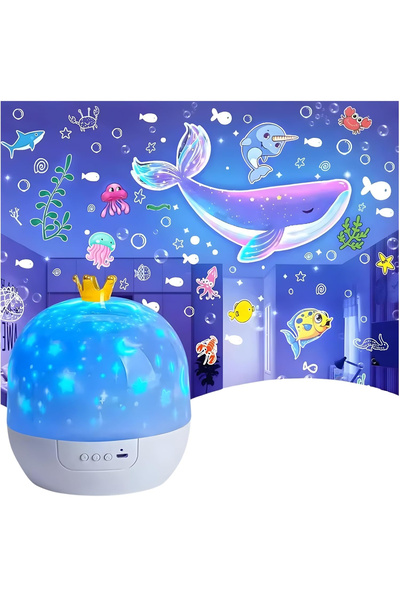 Coverzone Çocuk Odası Yıldız Projeksiyon Gece Lambası 3 LED Modlu Gökyüzü Mas...
