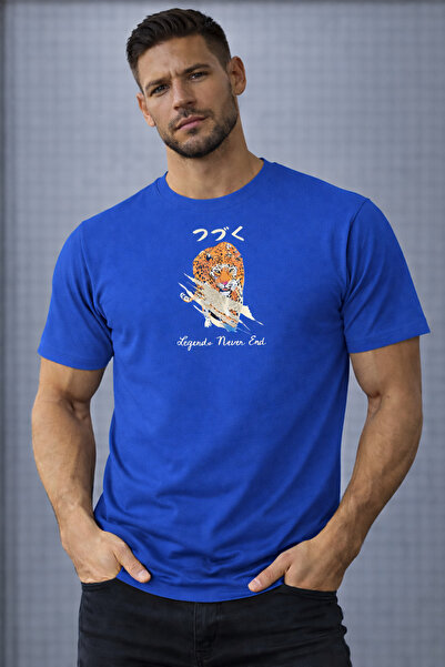 herkesemoda Legend Never End Text Detailed Basic T-Shirt