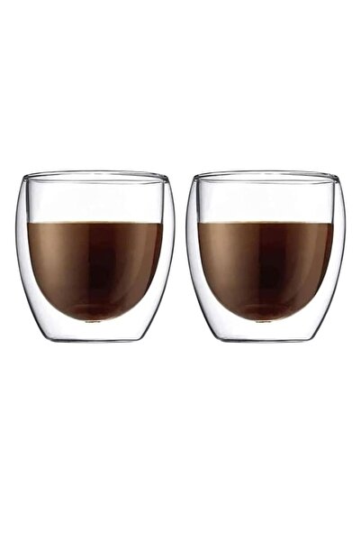 Blackstone Double Wall Glass Coffee Tumbler Cups 2 Piece Set 100ML Clear - DG820