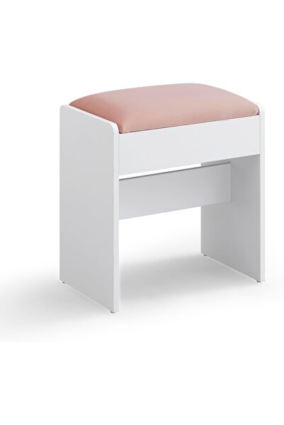 Asap Vasagle stool, chipboard/ecological leather, white/pink, 45 x 28.6 x 45 cm