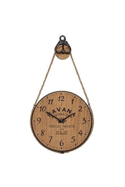 Generic Cuba Stunning Pulley Design Round Analog Wall Clock Brown and Black 4...