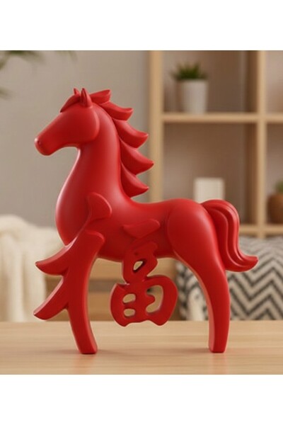 OEM Premium Decorative Statuette "Year of the Fire Horse" - Fu Symbol (Luck a...