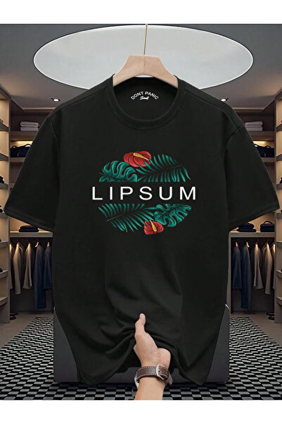 Rivox Unisex Black Oversize T-Shirt Cotton Fabric with Lipsum Print