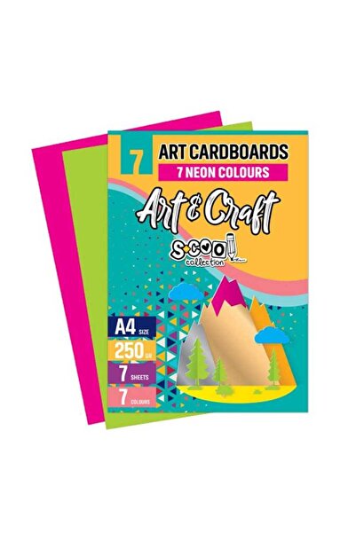 PROCART Carton colorat, format A4, culori neon, 250 g/m2, set 7 coli/set