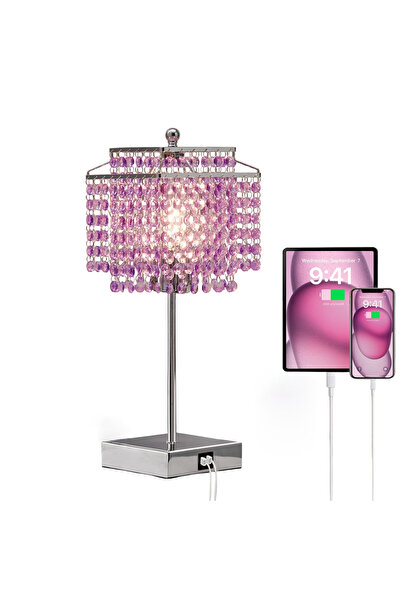 Other Crystal Table Lamp - Touch Control, 3 Brightness Levels, 2 USB Ports, B...