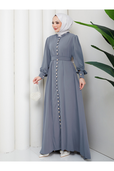 EFSUN MODA Women's Buttoned Detailed Belted Dress Is Tight-Fitting