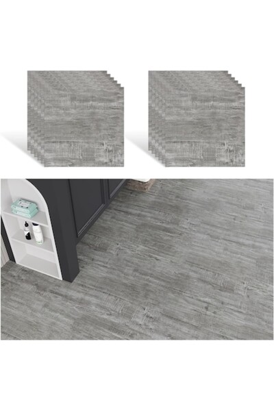 VEELIKE Plăci de pardoseală autoadezive din vinil, aspect beton gri