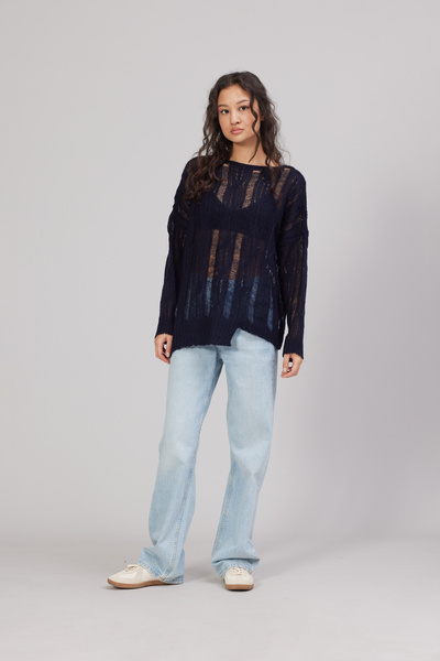 Nisan Hair Braided Openwork Sweater