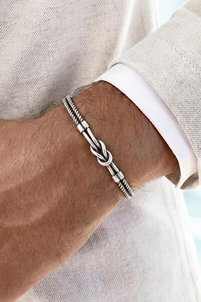 FRNCH 925 Ayar Gümüş İtalyan Model Gümüş Renk Erkek Bileklik FRJ12893-3893-A