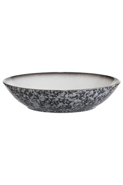 SHOPIENS Deep Plate Black Ceramic Stone Effect Ø20.5 cm