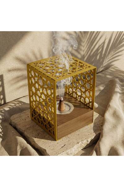 iwa concept Suport metalic pentru tămâie cu suport din lemn cu motiv stea - A...