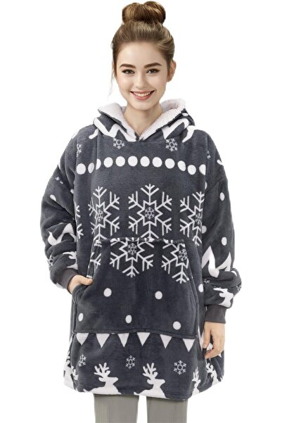 Other Hanorac-pătură cu Glugă, Polar Sherpa Moale, Buzunar Frontal, Reversibi...