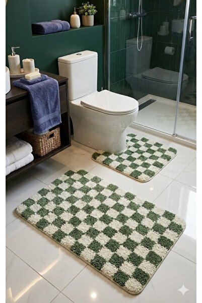 EUROBANO Chess Checkerboard Patterned Latex Non-Slip Base Machine Washable 2-...