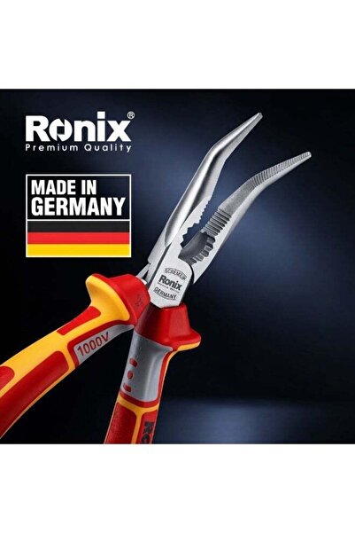 Ronix كماشة طويلة الأنف منحنية من نوع VDE مقاس 8 بوصات