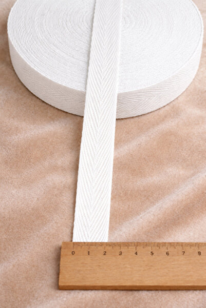 Ak Tuhafiye شريط قطني منسوج بنقشة جلد السمكة 2 سم - أسود - 10 أمتار شريط خياط...